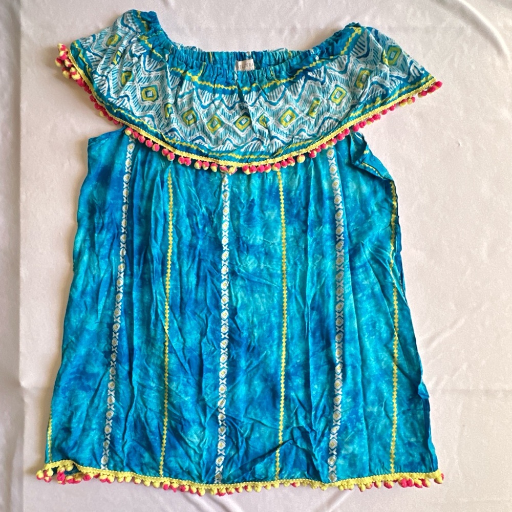 NWT!! Women’s Turquoise Blue Boho Dress with Pom Pom Trim - Picture 10 of 12